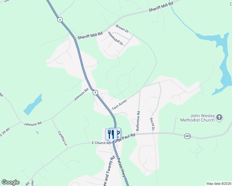 map of restaurants, bars, coffee shops, grocery stores, and more near 110 Tracy Court in Easley