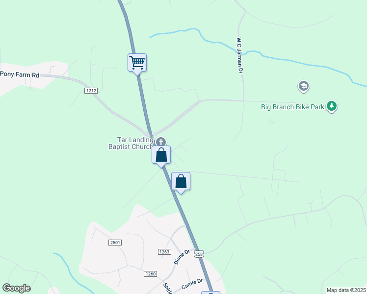 map of restaurants, bars, coffee shops, grocery stores, and more near 120 Joe Powell Lane in Jacksonville