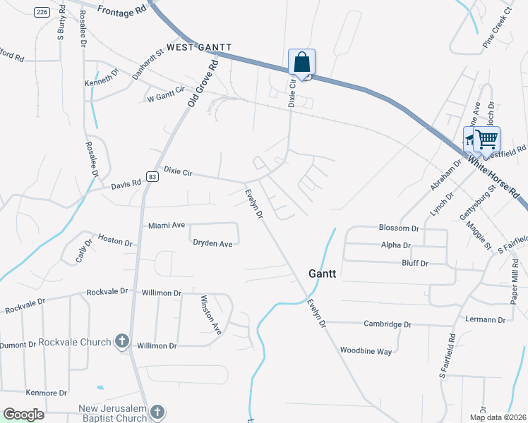 map of restaurants, bars, coffee shops, grocery stores, and more near 232 Evelyn Drive in Greenville