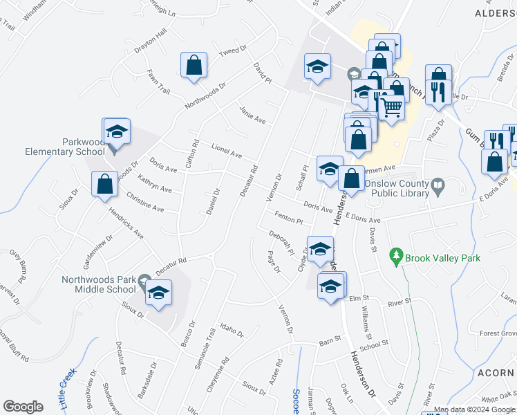 map of restaurants, bars, coffee shops, grocery stores, and more near 807 Vernon Drive in Jacksonville