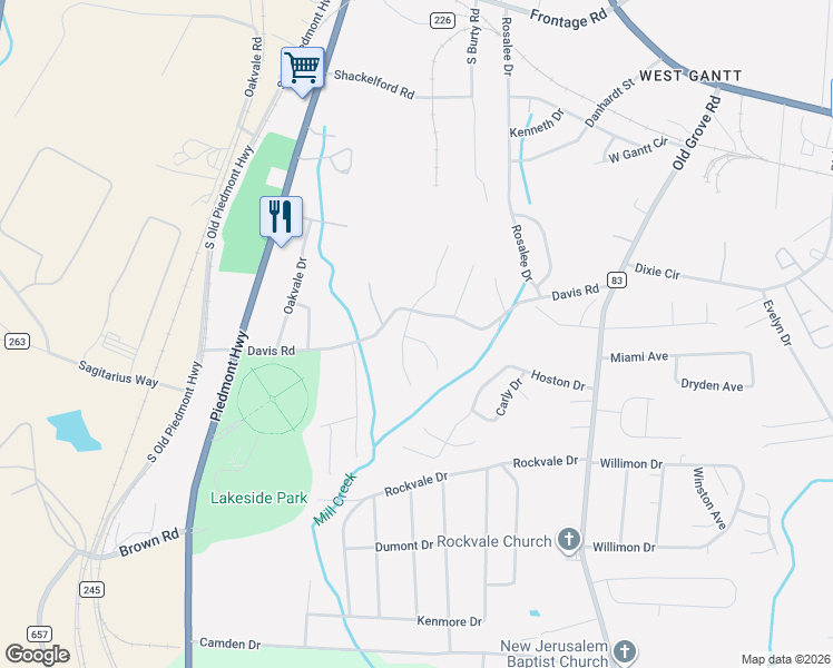 map of restaurants, bars, coffee shops, grocery stores, and more near 567 Davis Road in Piedmont