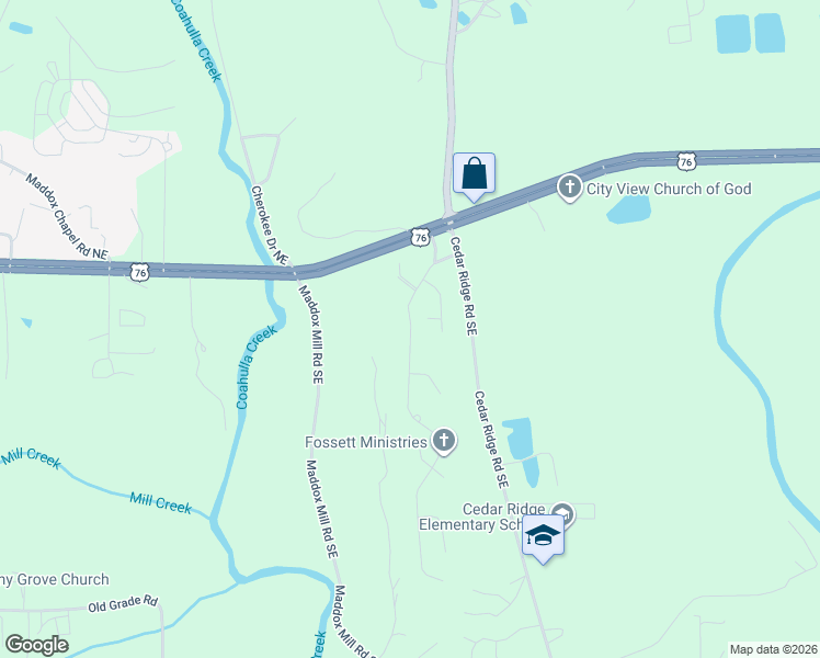 map of restaurants, bars, coffee shops, grocery stores, and more near 206 Lakeview Drive Southeast in Dalton