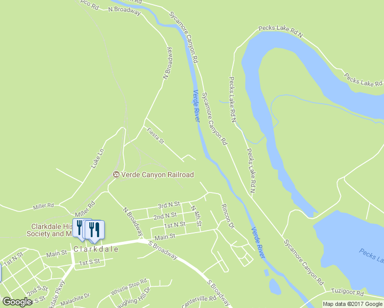 map of restaurants, bars, coffee shops, grocery stores, and more near 420 River Drive in Clarkdale