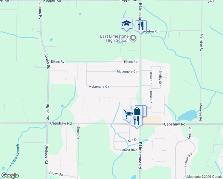 map of restaurants, bars, coffee shops, grocery stores, and more near 26745 McLemore Circle in Harvest