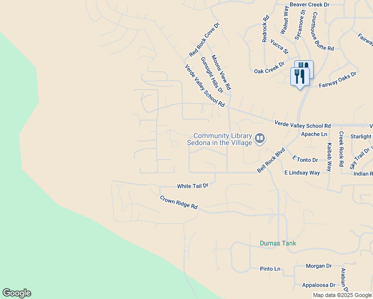 map of restaurants, bars, coffee shops, grocery stores, and more near 511 Deer Pass Drive in Sedona