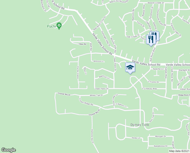 map of restaurants, bars, coffee shops, grocery stores, and more near 511 Deer Pass Drive in Sedona