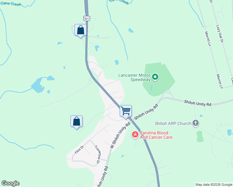 map of restaurants, bars, coffee shops, grocery stores, and more near 2580 Charlotte Highway in Lancaster