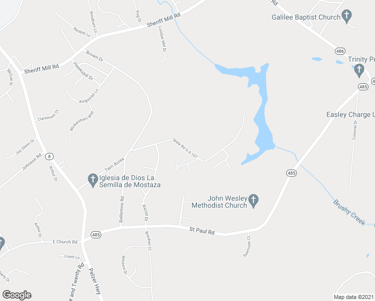 map of restaurants, bars, coffee shops, grocery stores, and more near 139 State Road S-4-107 in Easley