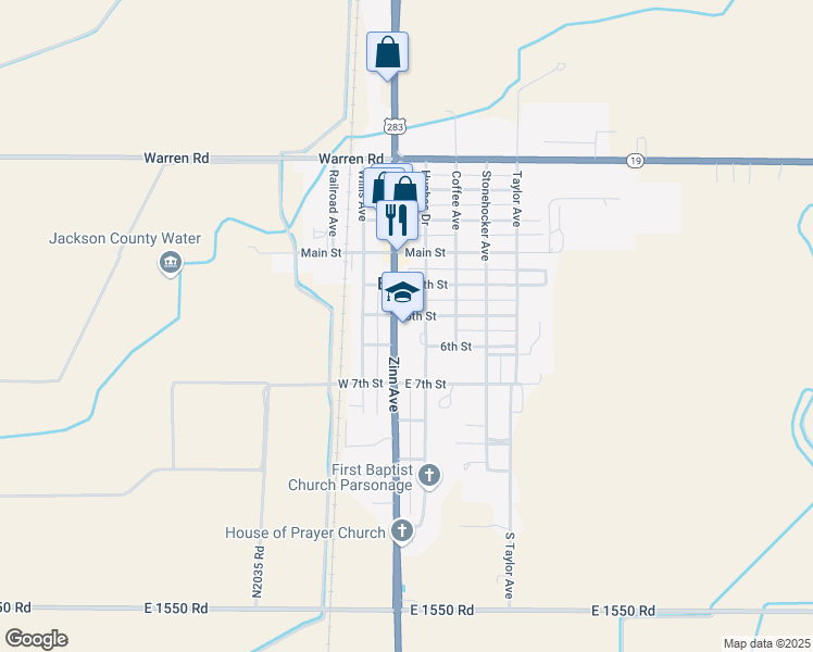 map of restaurants, bars, coffee shops, grocery stores, and more near 610 Zinn Avenue in Blair