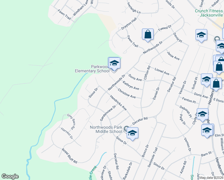 map of restaurants, bars, coffee shops, grocery stores, and more near 1106 Hendricks Avenue in Jacksonville