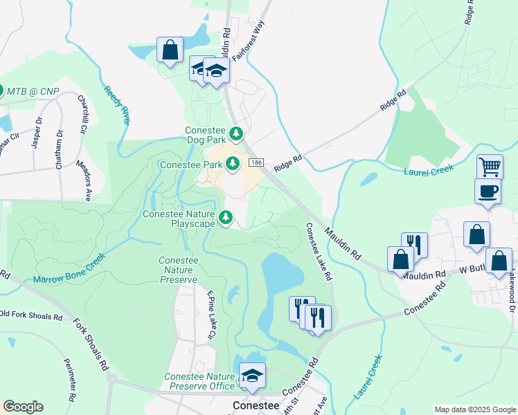 map of restaurants, bars, coffee shops, grocery stores, and more near 840 Mauldin Road in Greenville