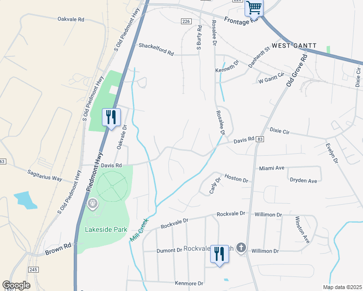 map of restaurants, bars, coffee shops, grocery stores, and more near 486 Davis Road in Piedmont