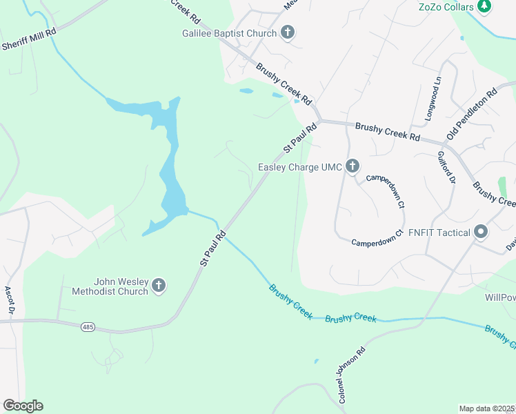 map of restaurants, bars, coffee shops, grocery stores, and more near 410 Saint Paul Road in Easley