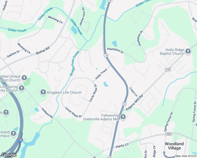 map of restaurants, bars, coffee shops, grocery stores, and more near 11 Holly Trace in Simpsonville
