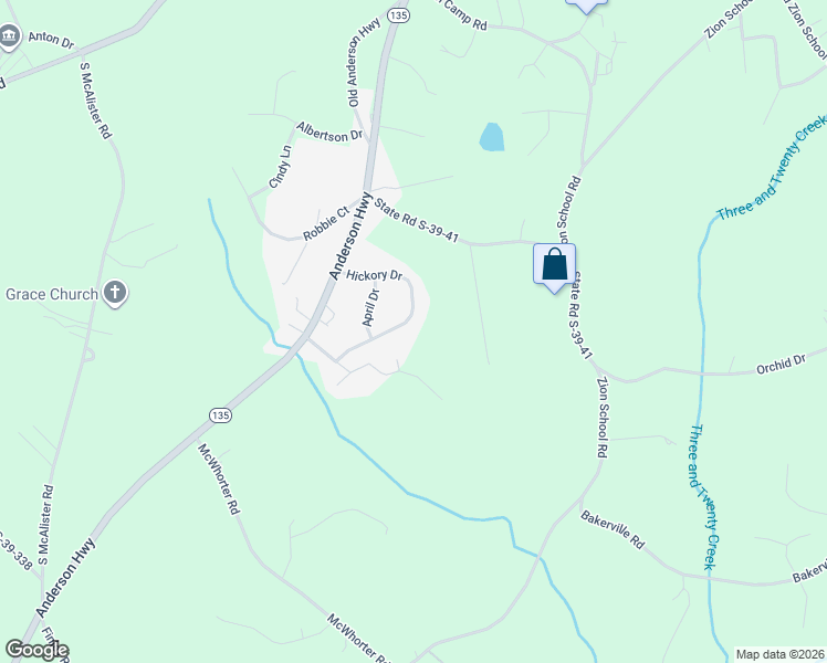 map of restaurants, bars, coffee shops, grocery stores, and more near 216 Hickory Drive in Easley