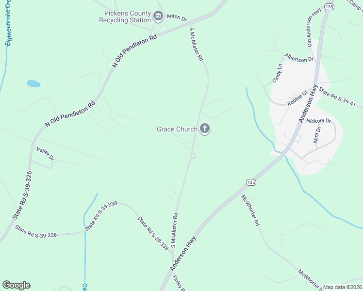 map of restaurants, bars, coffee shops, grocery stores, and more near 238 South McAlister Road in Easley