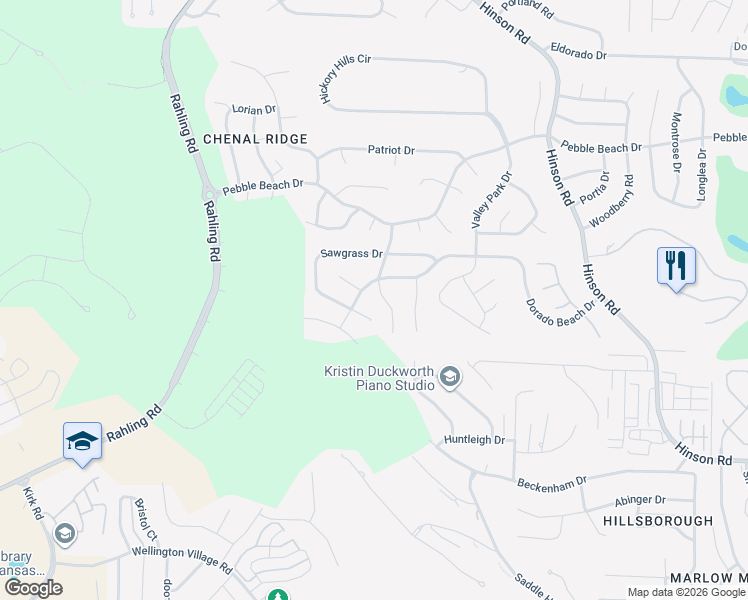 map of restaurants, bars, coffee shops, grocery stores, and more near 16 Montvale Drive in Little Rock