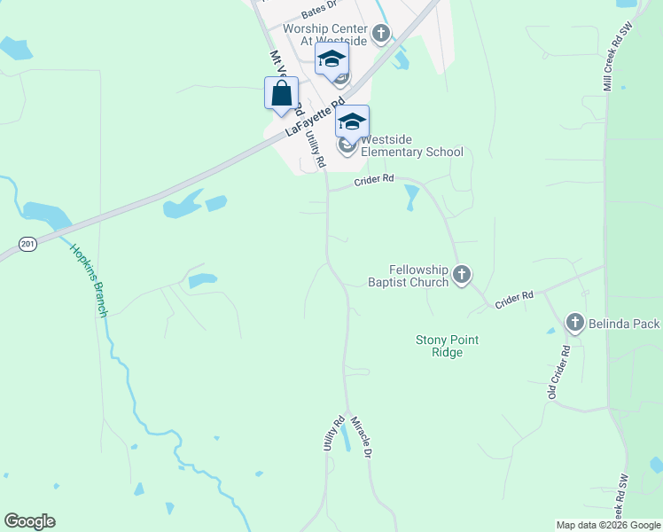 map of restaurants, bars, coffee shops, grocery stores, and more near 1885 Utility Road in Rocky Face