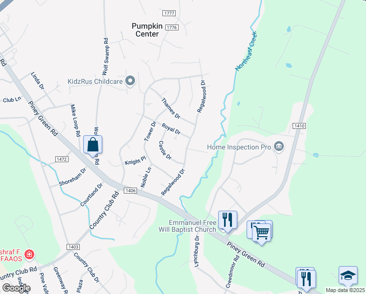 map of restaurants, bars, coffee shops, grocery stores, and more near 219 Regalwood Drive in Jacksonville