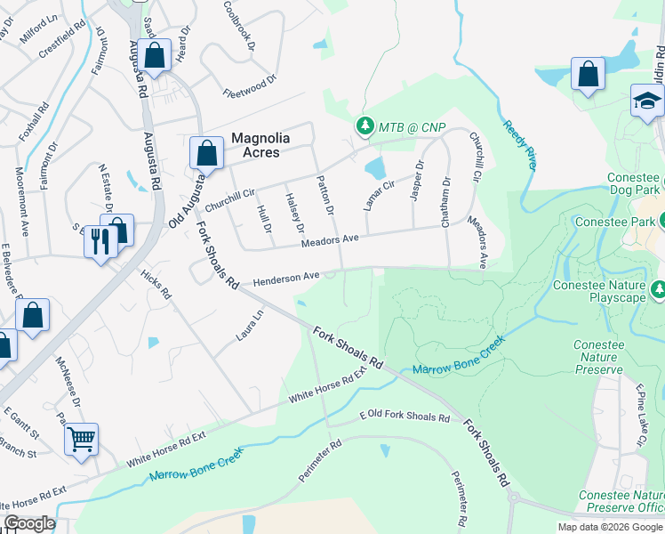 map of restaurants, bars, coffee shops, grocery stores, and more near 29 Henderson Avenue in Greenville