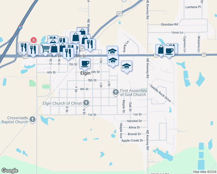 map of restaurants, bars, coffee shops, grocery stores, and more near 822 4th Street in Elgin