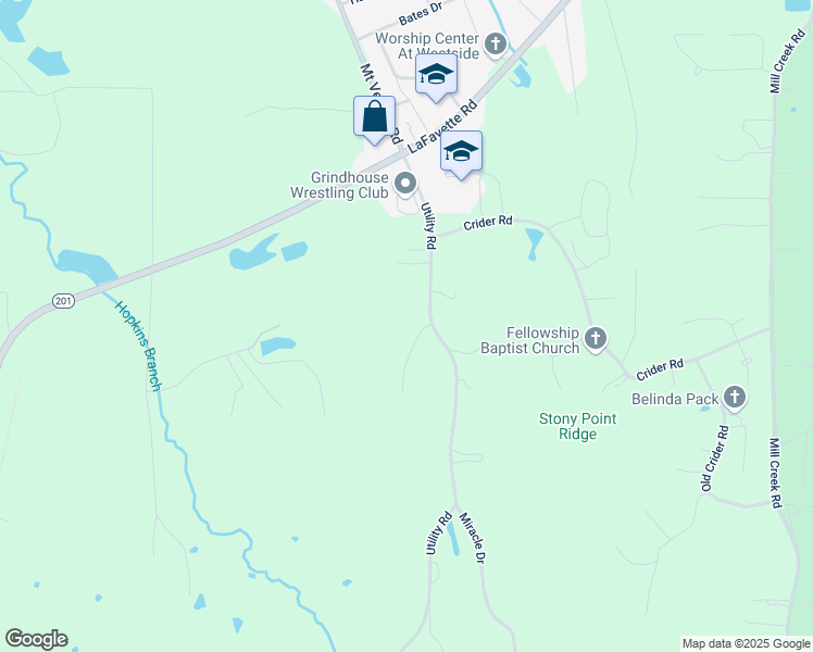 map of restaurants, bars, coffee shops, grocery stores, and more near 2002 Westin Way in Rocky Face