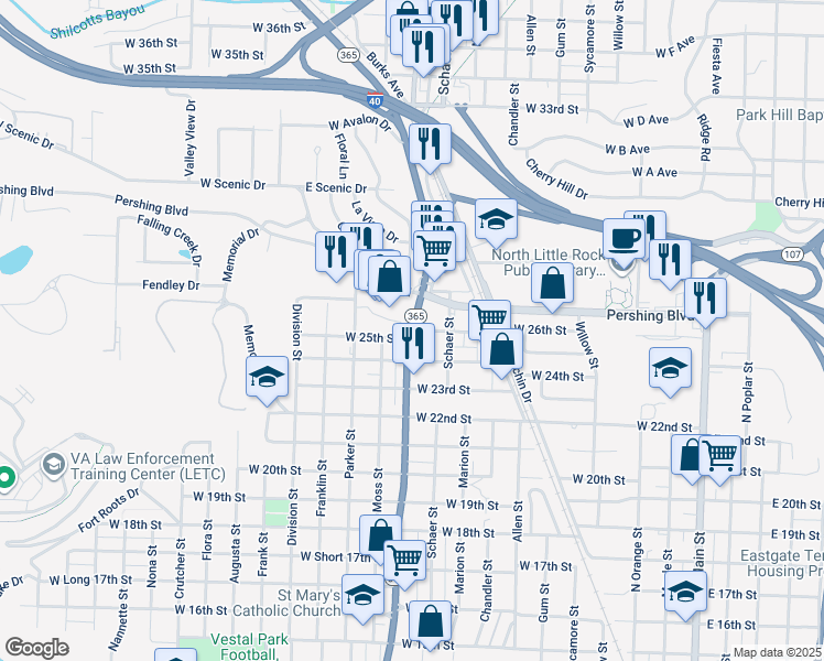 map of restaurants, bars, coffee shops, grocery stores, and more near in 