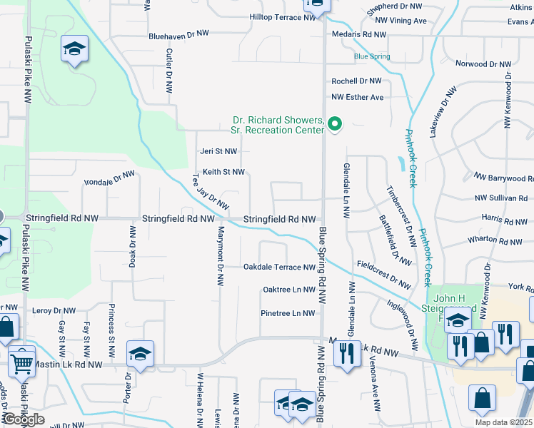 map of restaurants, bars, coffee shops, grocery stores, and more near 4202 Keith Street Northwest in Huntsville