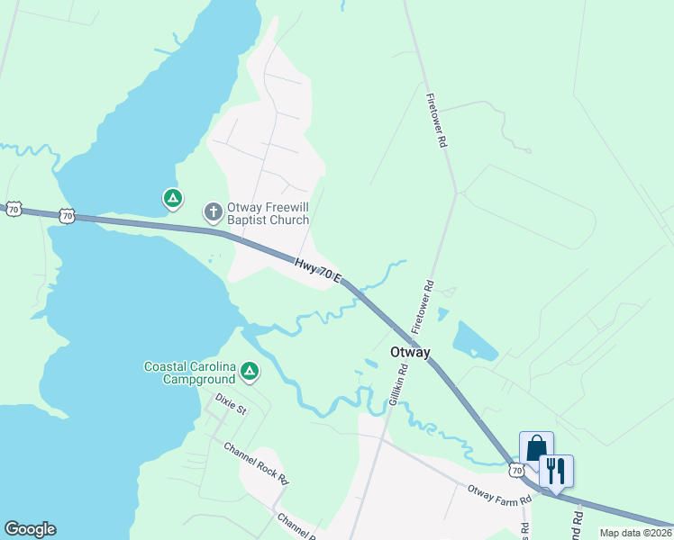 map of restaurants, bars, coffee shops, grocery stores, and more near 359 U.S. 70 in Beaufort