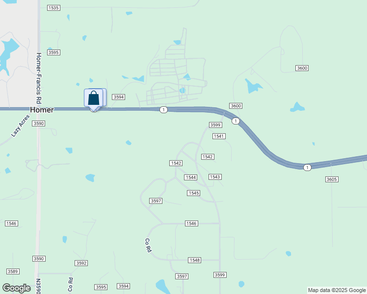 map of restaurants, bars, coffee shops, grocery stores, and more near 19842 County Road 1542 in Ada