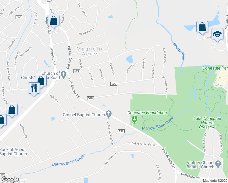 map of restaurants, bars, coffee shops, grocery stores, and more near 25 Henderson Avenue in Greenville