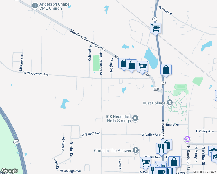 map of restaurants, bars, coffee shops, grocery stores, and more near 428 Rencher Drive in Holly Springs