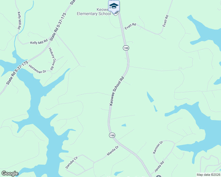map of restaurants, bars, coffee shops, grocery stores, and more near 5053 Keowee School Road in Seneca