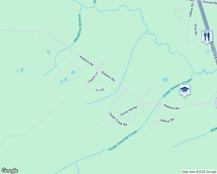 map of restaurants, bars, coffee shops, grocery stores, and more near 124 9 J Drive in Newport