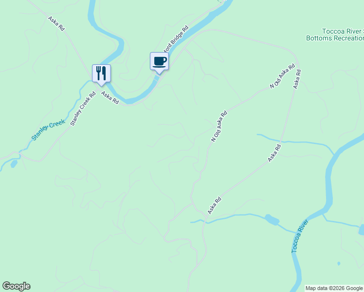 map of restaurants, bars, coffee shops, grocery stores, and more near 310 Aries Lane in Blue Ridge