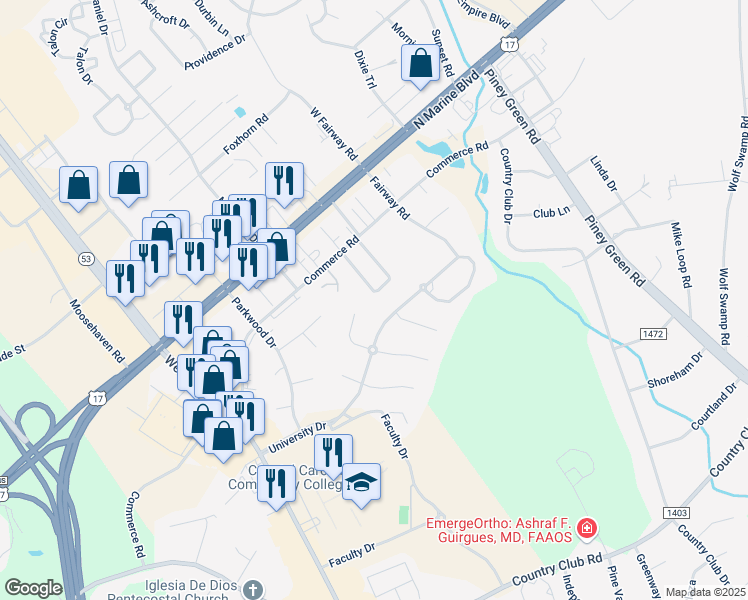 map of restaurants, bars, coffee shops, grocery stores, and more near 144 Marlene Drive in Jacksonville