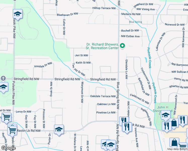 map of restaurants, bars, coffee shops, grocery stores, and more near 4202 Keith Street Northwest in Huntsville
