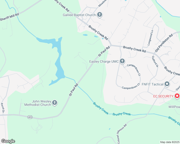 map of restaurants, bars, coffee shops, grocery stores, and more near 410 Saint Paul Road in Easley