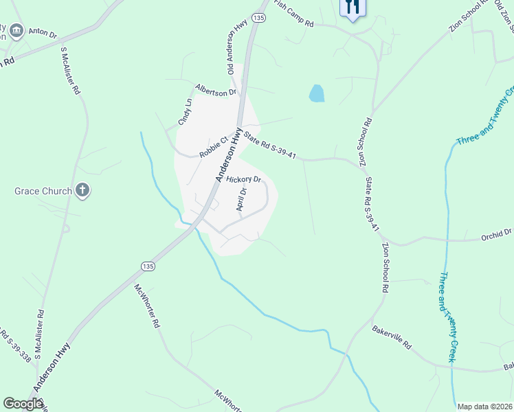 map of restaurants, bars, coffee shops, grocery stores, and more near 216 Hickory Drive in Easley
