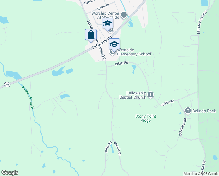 map of restaurants, bars, coffee shops, grocery stores, and more near 1885 Utility Road in Rocky Face