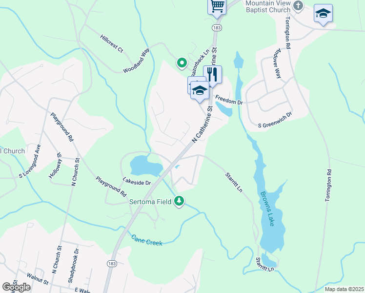 map of restaurants, bars, coffee shops, grocery stores, and more near 1109 North Catherine Street in Walhalla