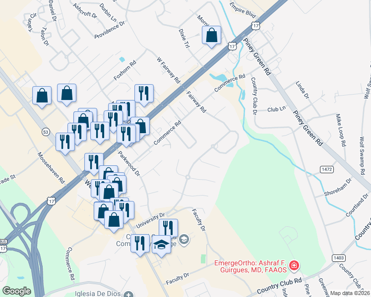 map of restaurants, bars, coffee shops, grocery stores, and more near 144 Marlene Drive in Jacksonville