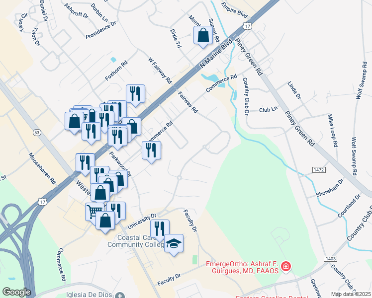 map of restaurants, bars, coffee shops, grocery stores, and more near 156 Marlene Drive in Jacksonville