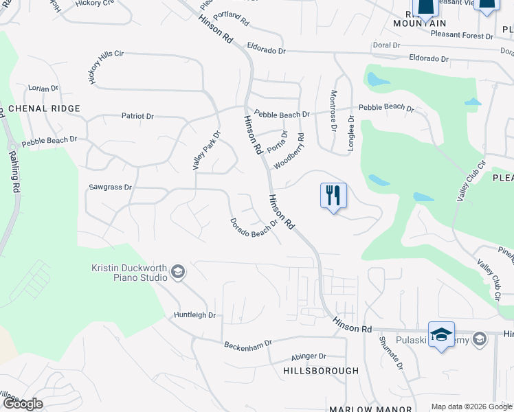 map of restaurants, bars, coffee shops, grocery stores, and more near 5 La Scala Court in Little Rock