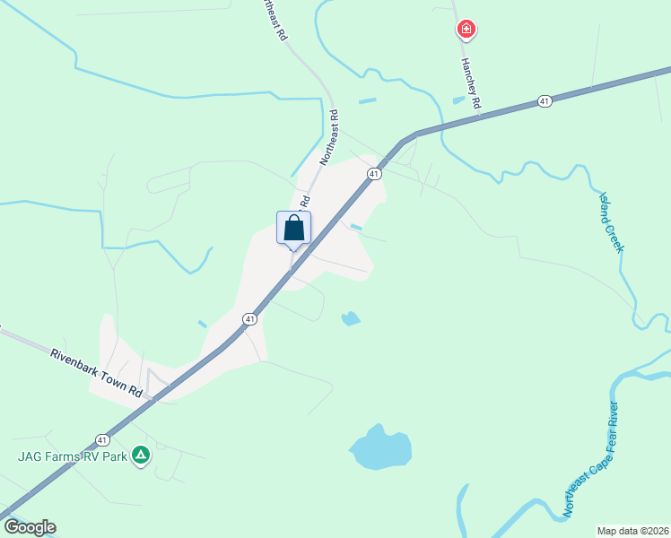 map of restaurants, bars, coffee shops, grocery stores, and more near 4513 North Carolina 41 in Wallace