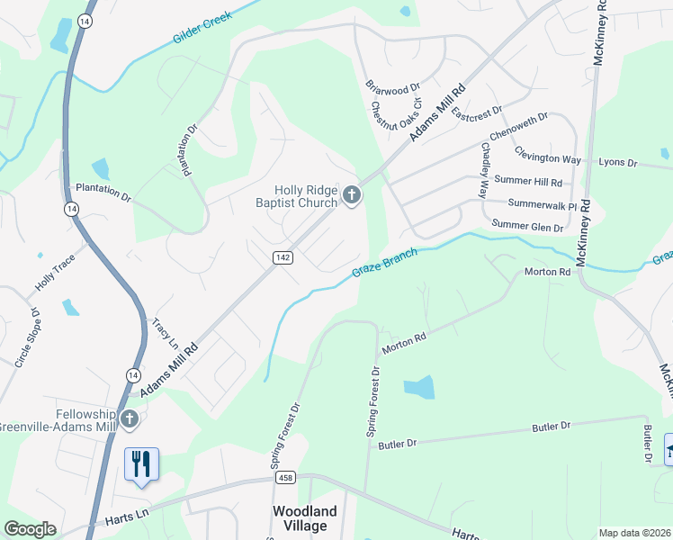 map of restaurants, bars, coffee shops, grocery stores, and more near 200 Trotters Ridge Lane in Simpsonville