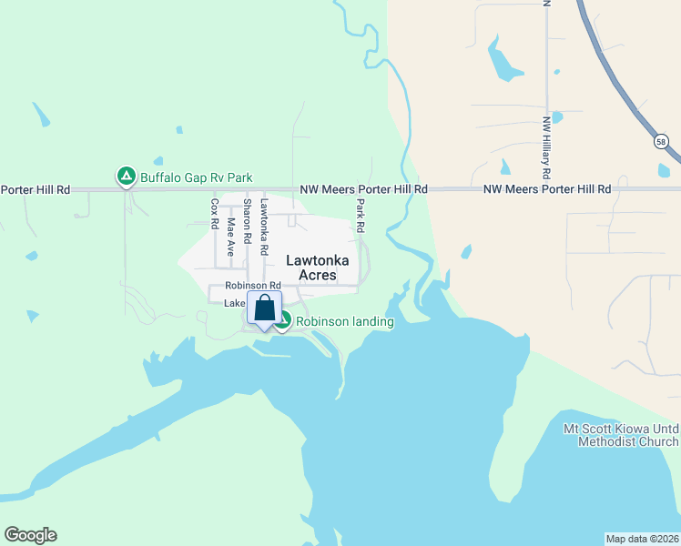 map of restaurants, bars, coffee shops, grocery stores, and more near in Lawtonka Acres