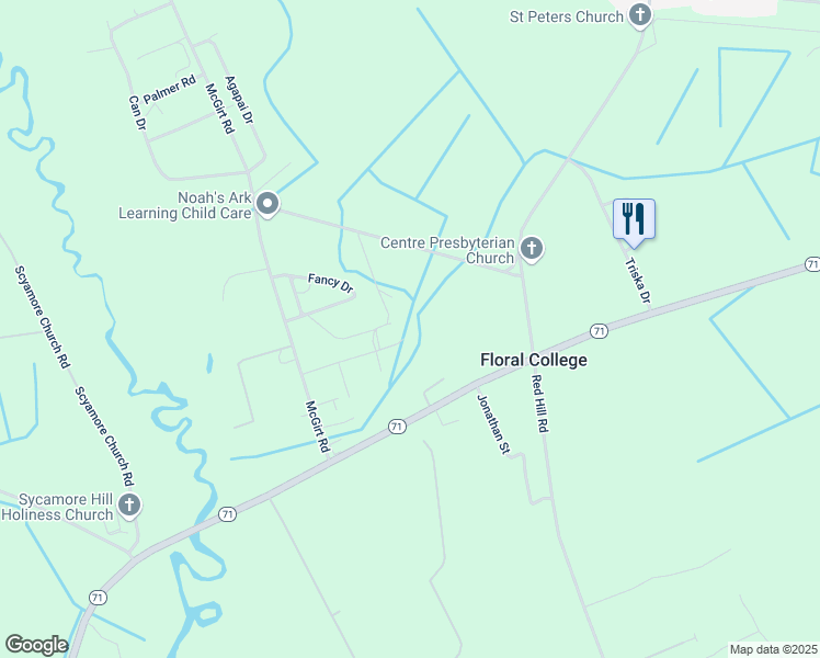 map of restaurants, bars, coffee shops, grocery stores, and more near 242 Carl Street in Maxton