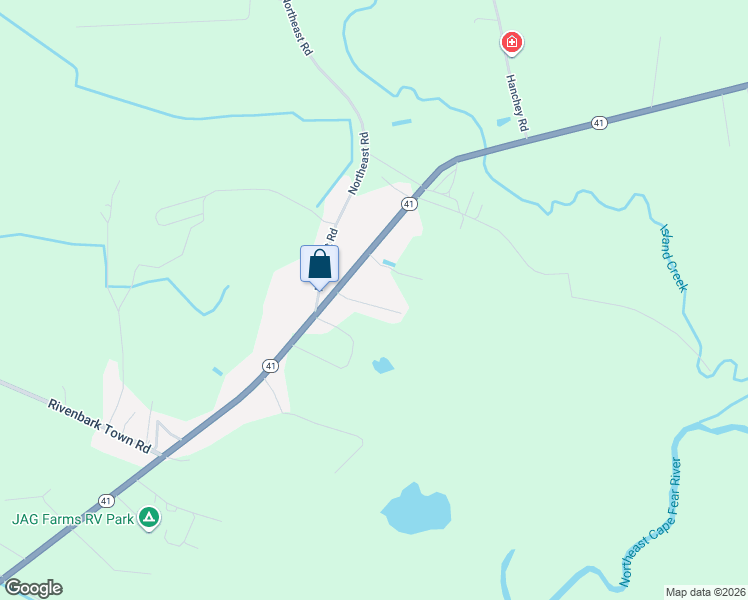 map of restaurants, bars, coffee shops, grocery stores, and more near 4513 North Carolina 41 in Wallace