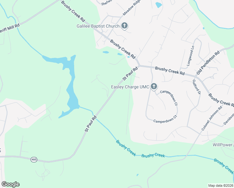 map of restaurants, bars, coffee shops, grocery stores, and more near 410 Saint Paul Road in Easley